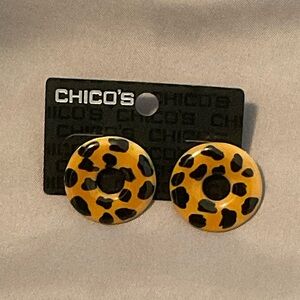 Chico’s Leopard Round Earrings